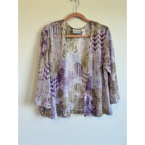 Alfred Dunner Petite Women's Purple Paisley Open Front Knit Cardigan Sweater PXL - Picture 1 of 10